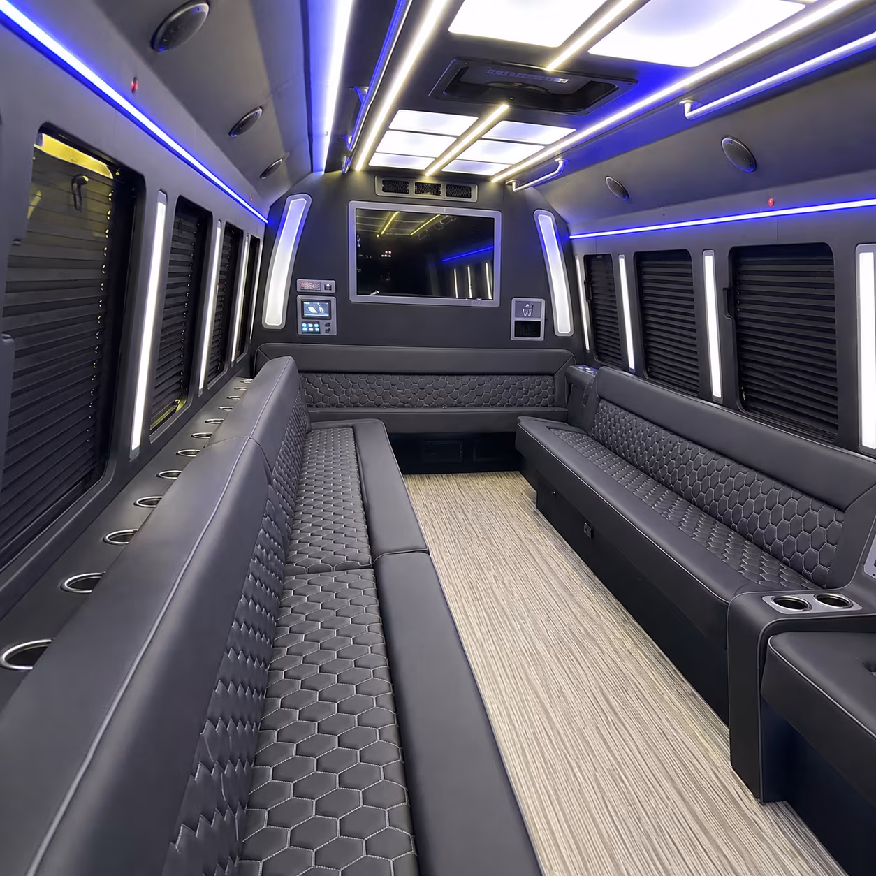 blaine 40 passenger party bus inside