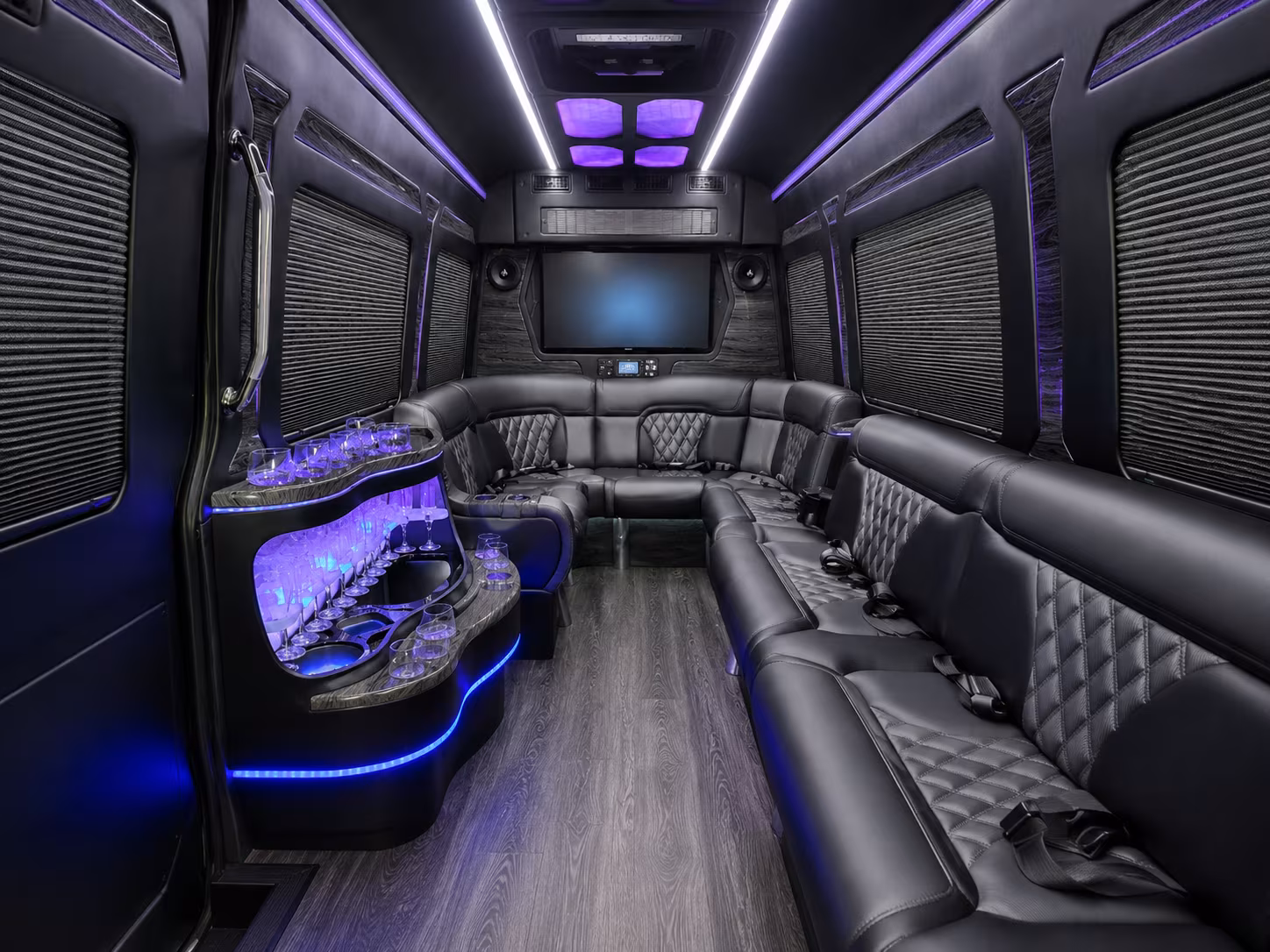 blaine 40 passenger party bus interior