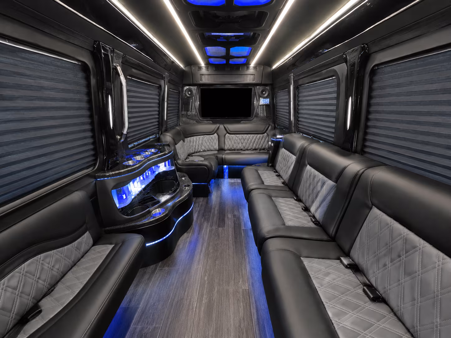 blaine 50 passenger party bus interior