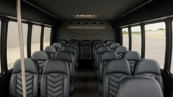 Interior of Charter Bus Company Saint Paul's 18 Passenger Minibus in Saint Paul